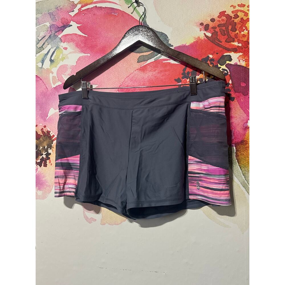Free Country Women Lightweight Activewear Pull-on Shorts Purple/Gray Size XXL 18